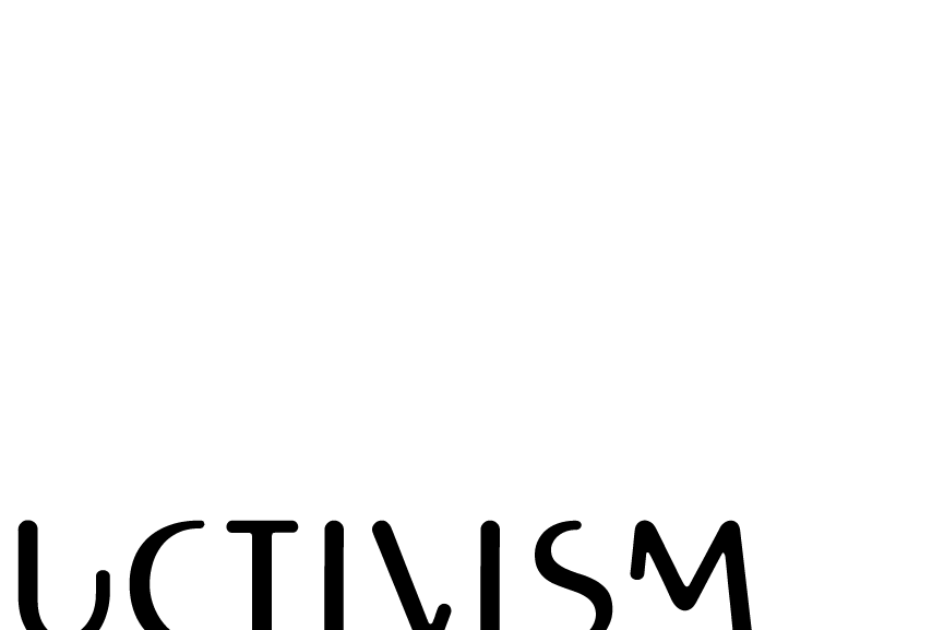 Booklet "Uctivism" page, letters u, c, t, i, v, i, s, m.
