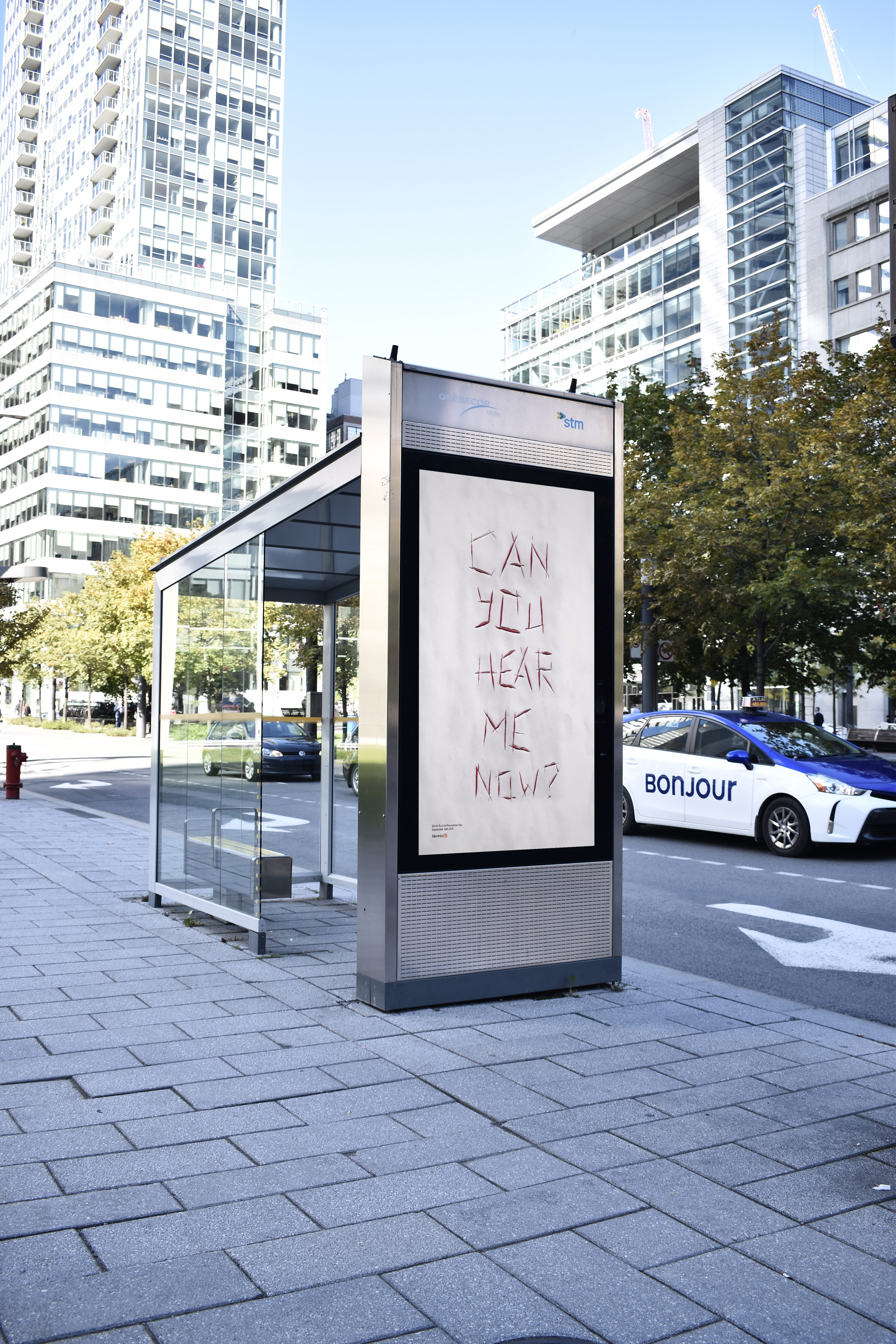 Poster in context seen on bus booth